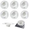 FOSDICK 6 Pezzi Filtro Doccia Capelli, Raccogli Capelli Doccia in Plastica, Filtro Scarico Doccia Anti Intasamento, Filtro per Scarico per Cucina, Bagno, Rotondo 7,8 x 7,8 x 2,5 cm, Bianco