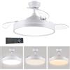 Generico Lampadario da soffitto ventilatore Plafoniera moderna a LED con telecomando e gestibile APP smartphone cambia 3 tonalità luce bianca da 60W, per interni casa cucina soggiorno (Eliche a scomparsa)