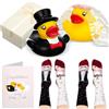 Namalu Set Regalo di Nozze - Include 2 Anatre Mr & Mrs per Sposi, 2 Paia di Calzini da Sposi, Biglietti di Auguri e Scatola di Nozze, Regalo per Sposi Novelli, Fidanzamento o Matrimonio (Classico)