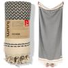 Luum® Telo mare grande 90 x 200 cm, asciugamano da sauna, da bagno, da yoga, da spiaggia, da viaggio, turkish towels, uomo e donna, 100% cotone, antracite e nero