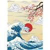 HEIBAGO 5D Diamond Painting La Grande Onda, Ciliegio Giapponese in Fiore Kit Diamond Painting Adulti Principiante, Diamond Painting Kit Completo Croce Per La Decorazione Della Parete Di Casa 30x40cm