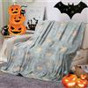 BNREDA Coperta accogliente di Halloween che si illumina al buio, coperta arancione con stampa di zucca e pipistrello spettrale che si illumina al buio, decorazione morbida e soffice del divano (D, 130x150cm)