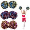 PetGlimmer 6 Pezzi Pon Pon Cheerleader, Pom Pom da Cheerleader con Manico, Metallico Cheerleading Pompons Pallina di Fiori, Metall Pompons Cheerleader per Competizione, Eventi Sportivi