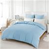 REDKEY Copripiumino Matrimoniale in Microfibra,Set Completo Copripiumino Matrimoniale con 2 Federe Cuscini Letto 200x220 cm + 2 Federe 80x80 cm Cielo blu