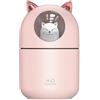 BYYLECL Umidificatore a forma di gatto, mini umidificatore da scrivania a nebbia fredda, 300 ml, 2 modalità di spruzzo, spegnimento automatico, umidificatore con luce notturna USB, motivo gatto carino