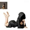 Generico Scultura misteriosa per libreria, statue femminili sexy senza volto con maschera, ornamento mistico accattivante, statuetta da tavolo 3D (C)