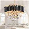 AHXIAOZN Lampadario Moderno di Cristallo, 15.7 '' Nero e Oro di Cristallo Lampada a Sospensione, 3-Tier Lampadario di Cristallo Luce, Lampadari Rotondi Per Sala Da Pranzo, Soggiorno, E14 x 5 Luci