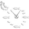 通用 Pesce con bolla Orologio da parete grande Effetto specchio Decorazioni da parete per decorazioni da parete per soggiorno Decorazione acquario Decorazione da parete senza cornice Orologio S-27