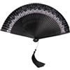 KBRPEY Ventaglio Pieghevoli Stile Retrò con Nappe Ventagli Nero Ventagli a Mano Pieghevole Portatile Pieghevole per Decorazione Parete Performance di Danza
