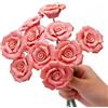 FANLUTYIN Ceramic Flower Bouquet Set of 10 Handmade Ceramic Roses Simulated Flowers Floral Decorations, Creative Gifts for Flora Home Decor (Red Rose, 10 Inch (Pack of 10))