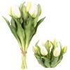 Zouwel 7 pezzi Decorazione primaverile con fiori artificiali: Tulipani artificiali come veri, mazzo di tulipani touch reale - Decorazione perfetta per la primavera (Bianco)