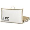 gef + medica Gef Aura - 2 Pezzi Custodia Porta Cuscino 81x51 cm, Con Zip e Manico in TNT, Fronte PVC Trasparente, Busta Salvaspazio per Cuscini, Trapunte, Coperte o Biancheria, Colore Sabbia con Bordino Panna
