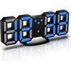 YUANYUYING Sveglie digitali a LED, sveglie 3D, orologio da parete digitale a LED, orologio da parete con numeri a LED e 3 livelli di luminosità, funzione snooze (Nero + Blu)