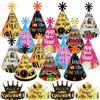 DPKOW Capodanno Feste Cappelli, Multicolore Cappello a Cono Corona Buon Anno Nuovo Cappelli Cerchietti per Capodanno Gadget Photo Booth Accessori Cotillon