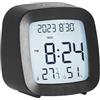 Lancoon Sveglia LCD piccola con pulsante touch, temperatura e umidità, record max/mix 12/24 ore settimanali, calendario per casa, comodino, ufficio, studenti tavolo