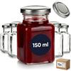 gouveo Set di 12 barattoli quadrati per conserve da 150 ml con coperchi a vite argentati BS - Piccoli barattoli per la conservazione con tappi a vite - Barattoli per marmellata vuoti (EGE150SBS)