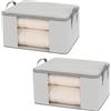 Ziyonix 2 Pezzi Scatole per Vestiti, Contenitori Organizer Armadio per Piumoni, Scatola trasloco, Buste Pieghevole per Indumenti Coperte Biancheria da Letto 60 x 40 x 30 cm (Strisce Grigie)