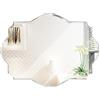 WRRAC-specchio Specchio da Parete bisellato per rasatura/Trucco Senza Telaio Specchio Vanity Glass con Il Bordo Lucido Motivo a Onde Unico Bagno Camera da Letto Soggiorno Semplice Decorativo,50X70cm