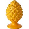Baroni Home Pigna Siciliana Colorata, Pigna Decorativa in Porcellana Dipinta a Mano, Soprammobile Salotto e Ufficio, 17x17x27 cm (XL), Giallo