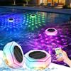 Yomistar Luci per Piscina Fuori Terra Solare 2 Pezzi Luci Galleggianti per Piscina con Telecomando, IP68 Impermeabile Luci Piscina RGB Galleggianti Luce Solare per Giardino Spa Stagno Vasca