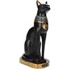 Greensen Ornamento di Gatto Egiziano in Resina - Scultura Fatta a Mano per Casa, Giardino, Arredamento Splendido - Oro Nero (Small)