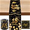 TaimeiMao Runner Da Tavolo Per Compleanno In Oro Nero Set,35 x 180 cm