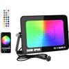RIGIDON 1x 50W RGB faretto led esterno con APP telecomando, 5000LM proiettori faretti, dimmerabile musicale e timer modalità di Strobo DIY, IP66 impermeabile fari led per giardino palco partito