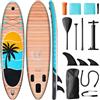 Teoryieer Tavola Da Surf Gonfiabile Adulto,320CM Gonfiabili Sup con Accessori: Pagaia, Pompa,Pinne di Pesce *3,Capacità Carico di 135 KG,Plus Tavola Sup Per Adatto Surfisti Tutti i Livelli (Venature del Legno)
