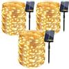 ArsMotin Luci Solari Esterno 3 Pacchi, 15+2M 150LED Catena Luminosa Esterno Solare IP65 Impermeabili 8 Modalità Bianco Caldo Filo di Rame, Luci Solari da Giardino Decorative Per Albero Patio Terrazze Balcone