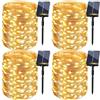 ArsMotin Luci Solari Esterno 4 Pacchi, 15+2M 150LED Catena Luminosa Esterno Solare IP65 Impermeabili 8 Modalità Bianco Caldo Filo di Rame, Luci Solari da Giardino Decorative Per Albero Patio Terrazze Balcone