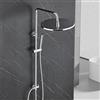 Görbach Colonna Doccia senza Miscelatore, Set Doccia a Pioggia con Doccetta e asta doccia regolabile in altezza 74-114 cm, soffione D30 cm cromato