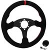 MAufrNAhx Volante piatto da 330 mm telaio in alluminio scamosciato volante da gioco per PC Drift Racing da 13 pollici universale compatibile con(6028BK-MS-RD-RD)