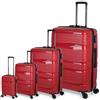 Valigeria.shop Set di Valigie da Viaggio 4 Pezzi Trolley Rigido in Polipropilene - Rotelle Girevoli a 360°- Bagaglio a Mano 52x34x20 55x40x20 cm, Media e Grande da Stiva - Impermeabile Antigraffio PP-08 (Bordo)