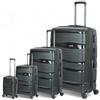 Valigeria.shop Set di Valigie da Viaggio 4 Pezzi Trolley Rigido in Polipropilene - Rotelle Girevoli a 360°- Bagaglio a Mano 52x34x20 55x40x20 cm, Media e Grande da Stiva - Impermeabile Antigraffio PP-08 (Nero)