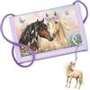 Hestya Portafoglio per Bambini e Ragazzi Portafoglio da Collo a Tre Scomparti con Diverse Fantasie Portamonete da Viaggio con Cordino e Portachiavi Regalo di Compleanno (Cavallo - Viola)