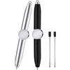 TaimeiMao 2 penne Fidget Pen con ricarica e luce LED, penna spinning pen Lumino Fidget Spinner, penna a sfera, penna regalo per alleviare lo stress, per bambini e adulti (nero argento)