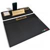 Oggettando Set Scrivania in eco pelle PU Nera, 5in1 Organizer con Supporto smartphone, Porta Penne, Porta bigliett, Portacarte ades, Cavaliere pers, Sottomano per Ufficio, Casa (ACR. ORO)