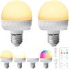 GBKDQQ Lampadina ricaricabile con telecomando, 2 lampadine LED E27 dimmerabili in policarbonato, lampadina LED RGB magnetica, lampadina a batteria con timer, lampada di emergenza per campeggio