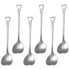 BESTONZON 6pcs Cucchiaio di forma di cuore in acciaio inox Cucchiaio di mescolatura Scoop carino, stoviglie per caffè torta Dessert
