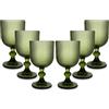ARCA, Set di 6 Calici in Pasta di Vetro, per 6 Persone, Bicchieri Ideali per la Tavola, Resistenti e Duraturi, Lavabili in Lavastoviglie, Collezione Eternity, Colore Verde, 330 ml