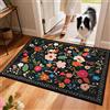 YOSEPATI Zerbino ultra sottile per interni, 122x80 cm, lavabile, per ingresso, a basso profilo, cattura lo sporco, tappeti d'ingresso impermeabili con motivo floreale boho, retro in gomma antiscivolo