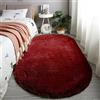 Reyox Tappeto Ovale Moderno Peloso Morbida Soffici Antiscivolo Tappetino a Pelo Lungo per Soggiorno Camera da Letto vino rosso 60 x 120 cm