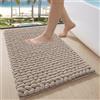 LUMI Tappetino Bagno in Chenille Morbido e Antiscivolo, Tappeto Bagno Spesso e Super Assorbente, Lavabile in Lavatrice, Asciugatura Rapida, Tappeto Doccia per Vasca e Doccia, Beige, 50x80 cm