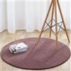 Reyox Tappeto Rotondo Tinta Unita Soffice Pelo Corto, Tappetino Antiscivolo Assorbenti per Bagno Salotto Camera da Letto Marrone 120 cm