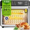 TurboTronic By Z-LINE TurboTronic Multi-Smart-Forno - 19in1 Forno a Convettore & Friggitrice ad Aria Calda 2100W Potenza 34L fino a 0,5 kg Patatine Mini-Forno con Funzione di Essiccazione 40-230°C Grill Airfryer