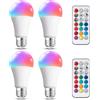 Aigostar 81W Equivalente Lampadine Colorate LED, RGBW Cambiare Colore Lampadina E27 12W, RGB LED Lampadine a 4 Modalità, 5 Livelli di Luminosità, 15 Colore, 1 Telecomando Incluso. Confezione 4 unità