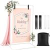 YNNHUDEEP 173 x 80 cm, porta cartello di benvenuto per matrimonio, con 4 cinghie in pelle, supporto per poster per matrimonio, supporto per cartello pubblicitario, arco per palloncini (bianco)