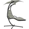 Outsunny Poltrona Sospesa da Giardino con Tettuccio Orientabile a Protezione UV, Sedia a Dondolo Sospesa Imbottito per Esterno, Grigio 190x115x190 cm