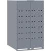 vidaXL Copribidone con Ruote per 3 Bidoni Grigio 207x79x117cm Acciaio, copribidone da esterno, copri bidone, copribidone in metallo