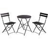 Grand patio Set Bistrot, 1 Tavolo e 2 Sedie, Ripiegabile, Set da Balcone, Struttura in Metallo, Vari Colori,salvaspazio, Set arredo Giardino per Balcone, Esterno (Nero)